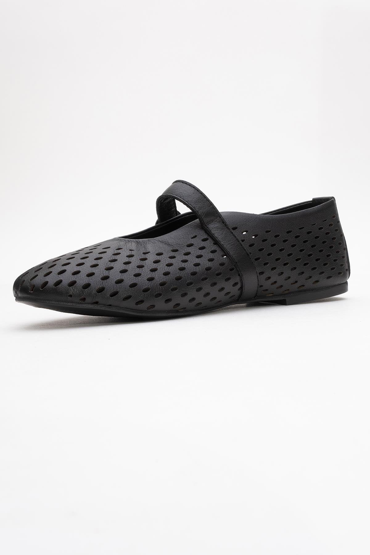 Arian Black Suede Leather Ballet Flat (Women)