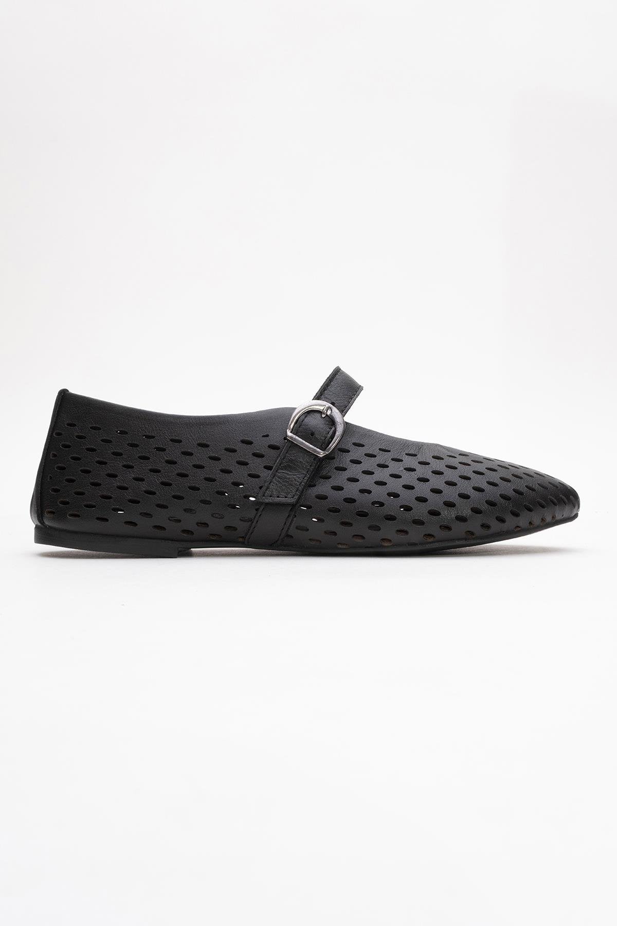Arian Black Suede Leather Ballet Flat (Women)