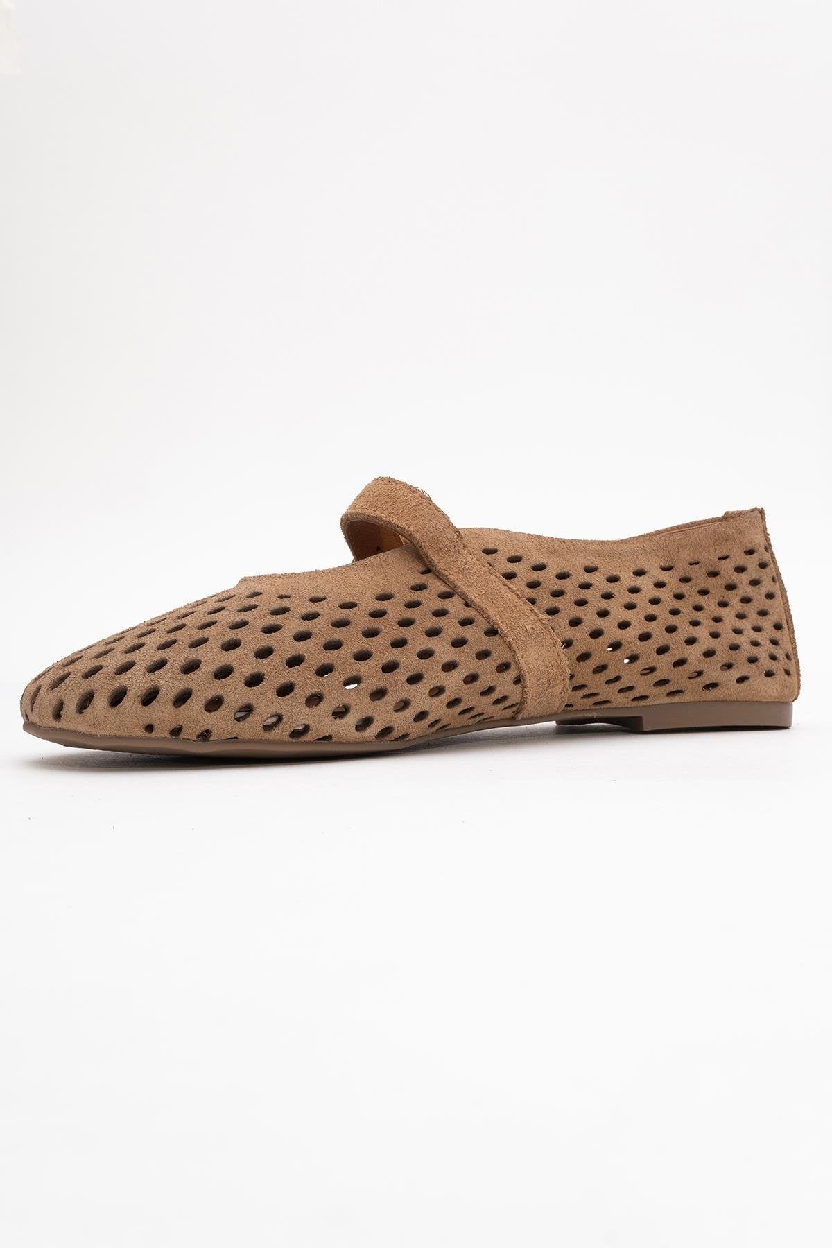 Arian Cognac Brown Suede Leather Ballet Flat (Women)