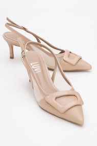Foley - Dark Beige Pointed Toe Backless Stiletto (Women)