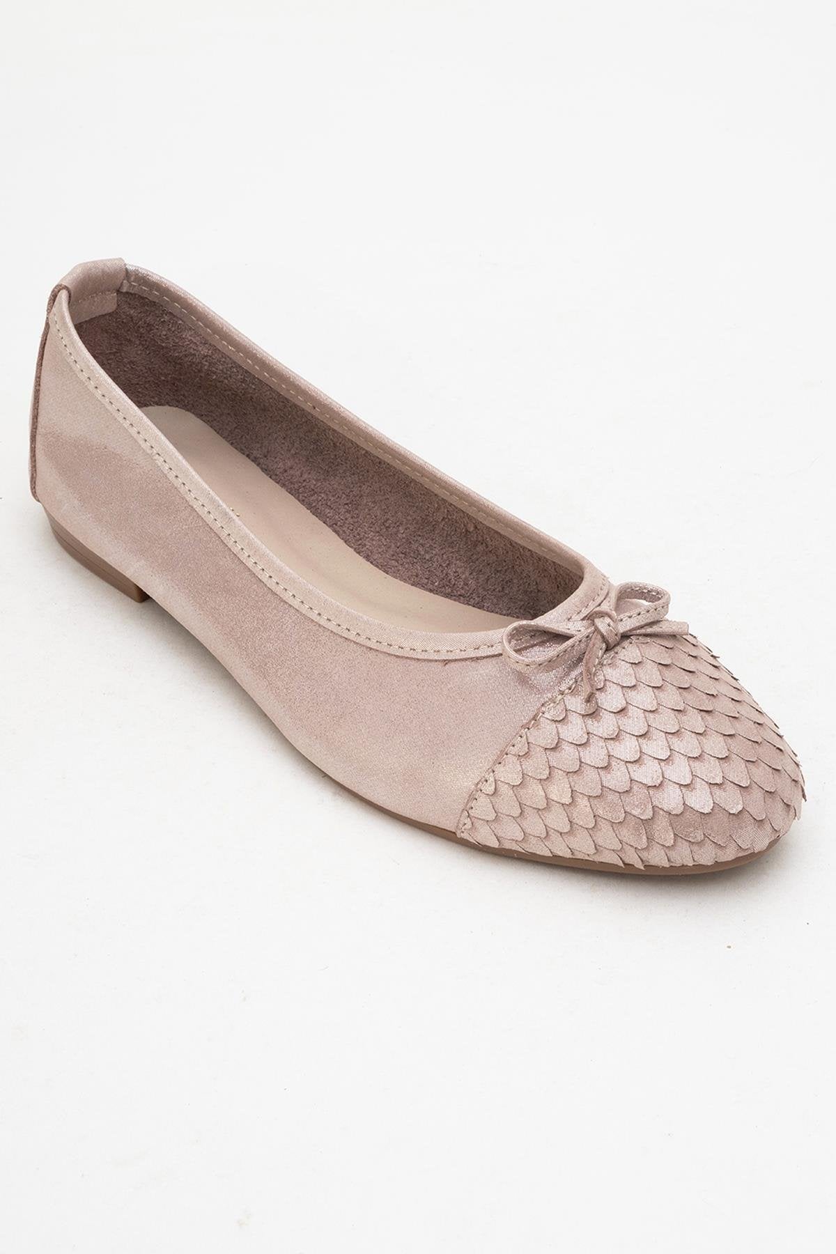 02 - Taupe Genuine Leather Ballet Flat (Women)