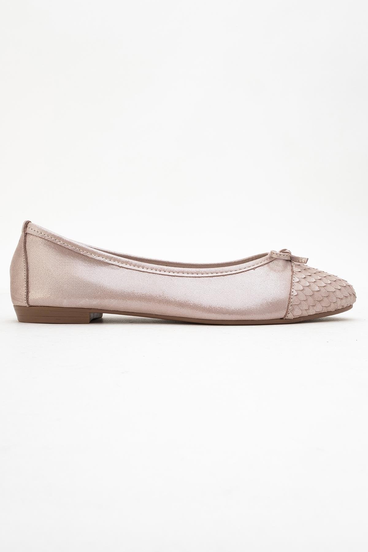 02 - Taupe Genuine Leather Ballet Flat (Women)