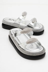 Finery Silver Embellished Platform Slide (Women)
