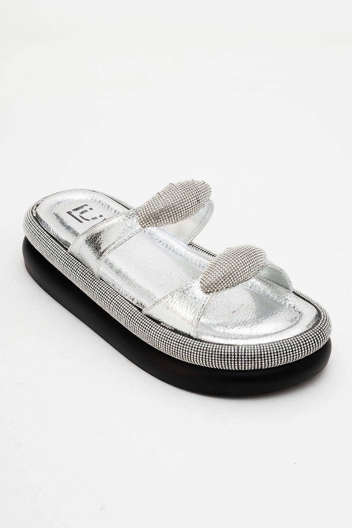 Finery Silver Embellished Platform Slide (Women)
