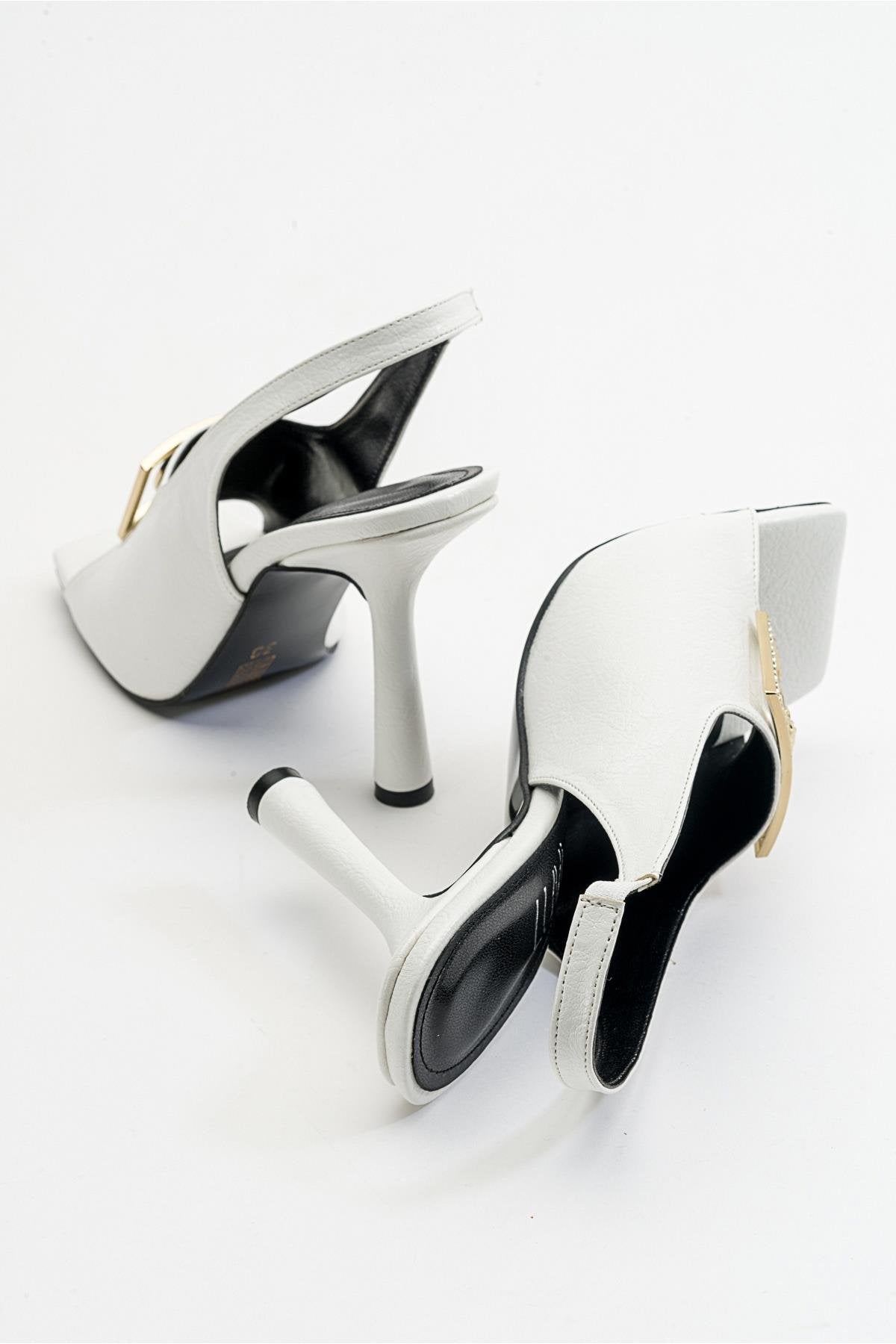 Olney - White Heeled Shoe (Women)
