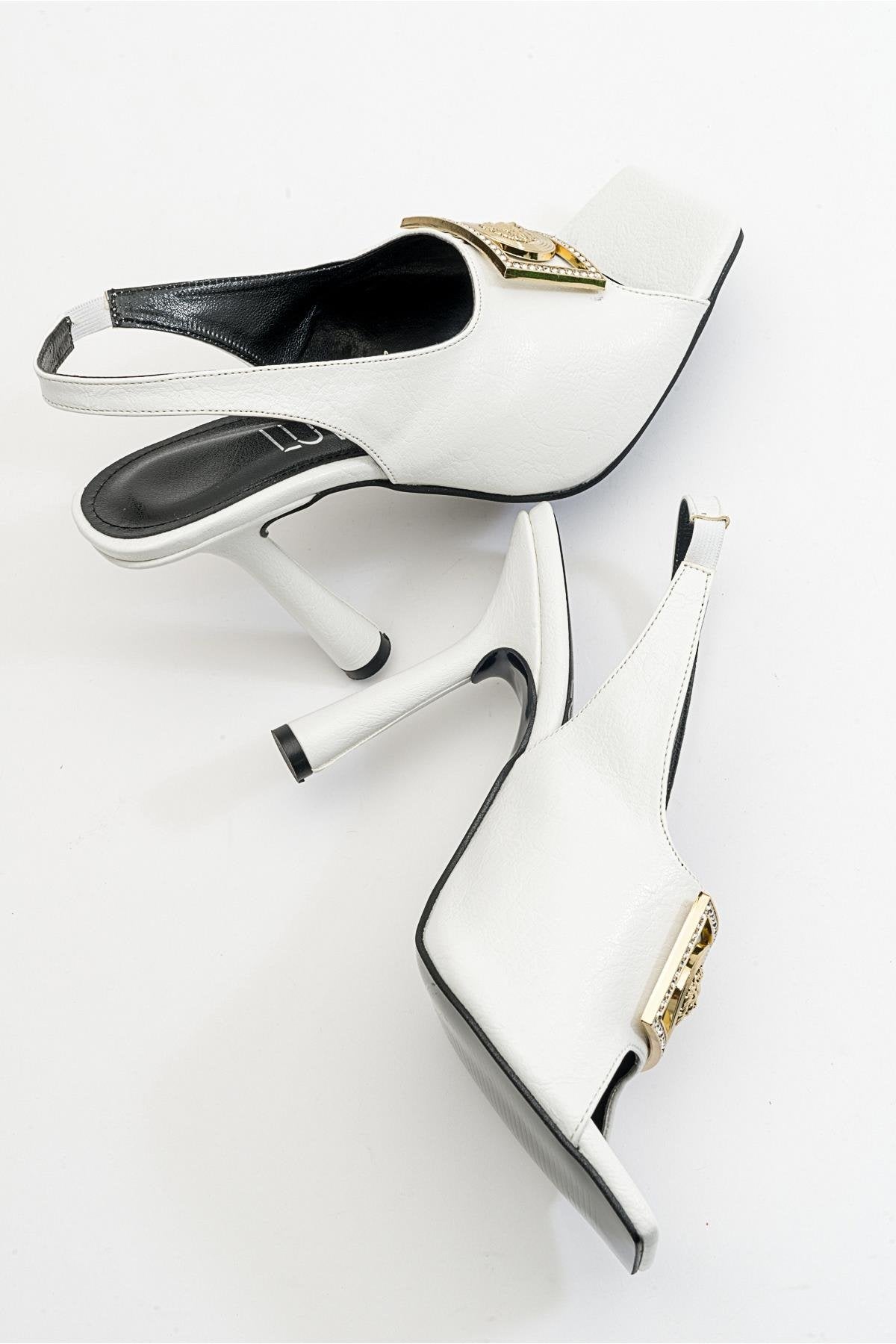 Olney - White Heeled Shoe (Women)
