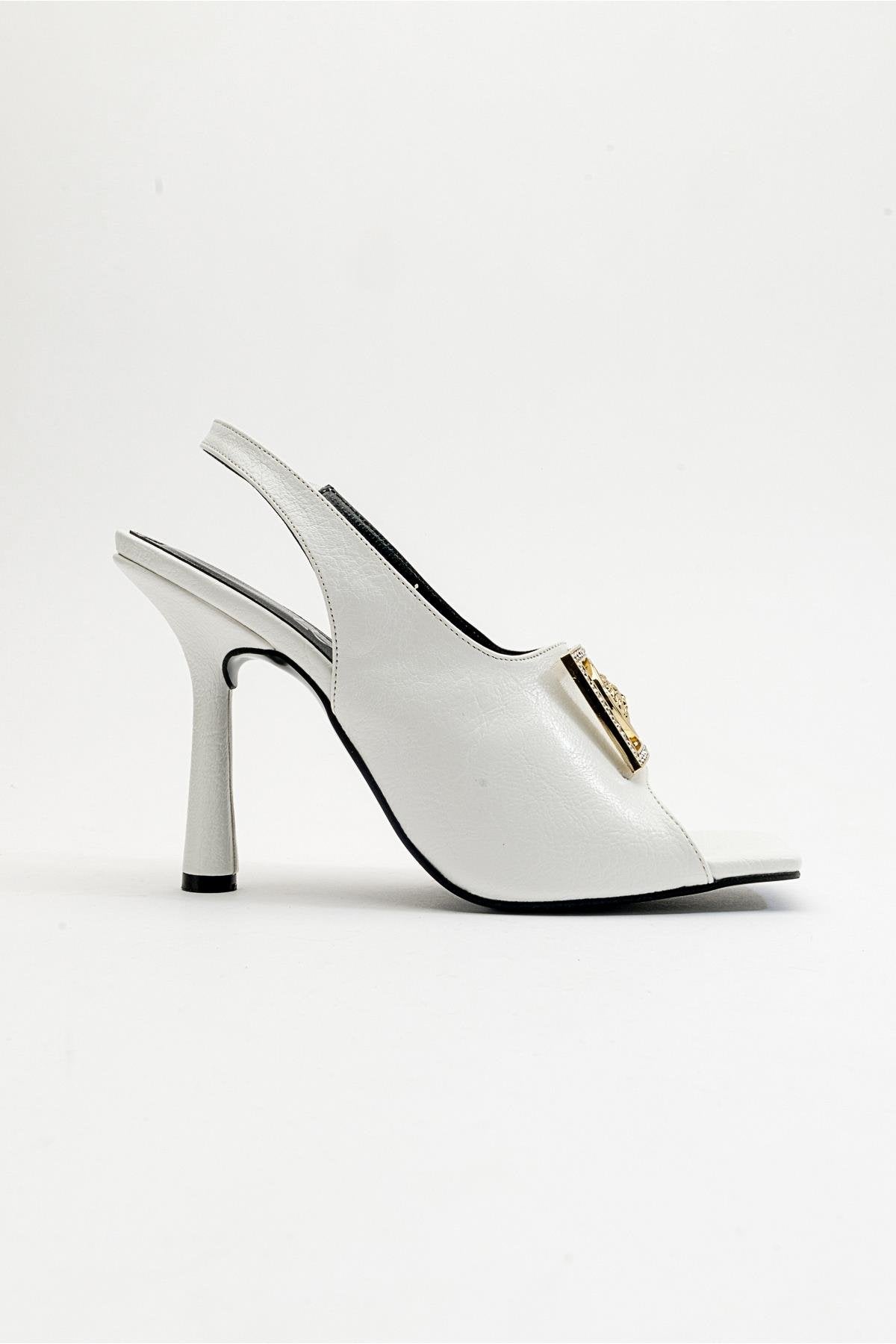 Olney - White Heeled Shoe (Women)