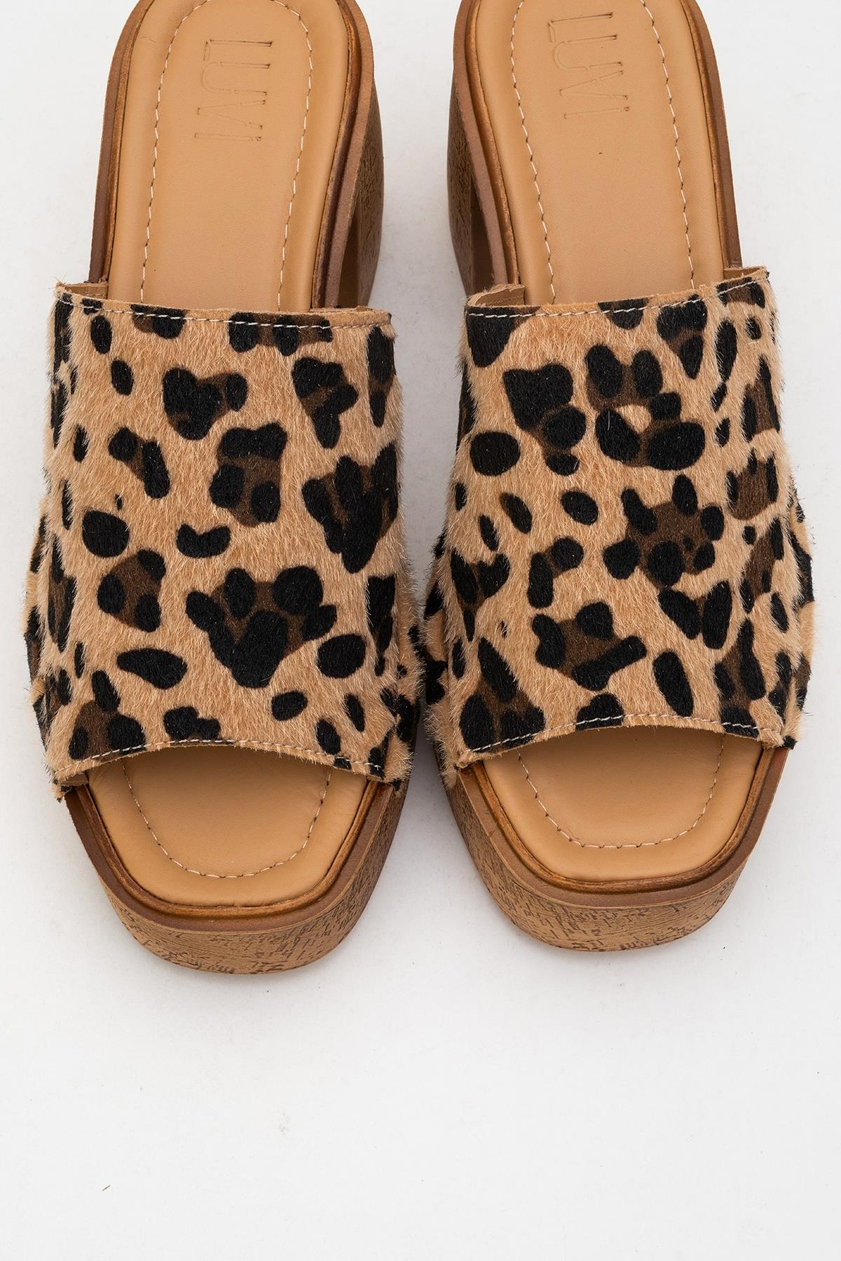 Pull - Leopard Suede Leather Heeled Mules (Women) (Copy)