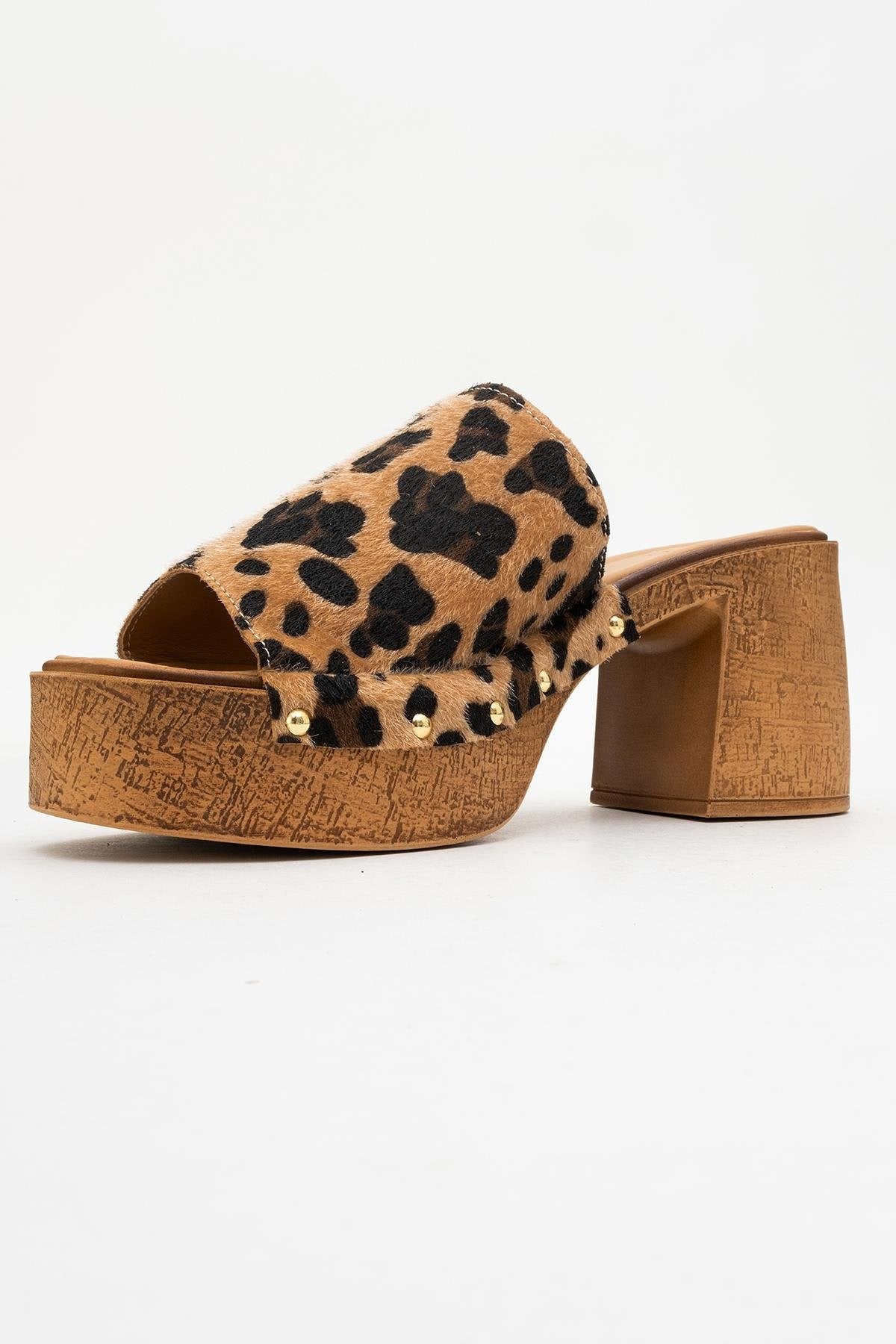 Pull - Leopard Suede Leather Heeled Mules (Women) (Copy)