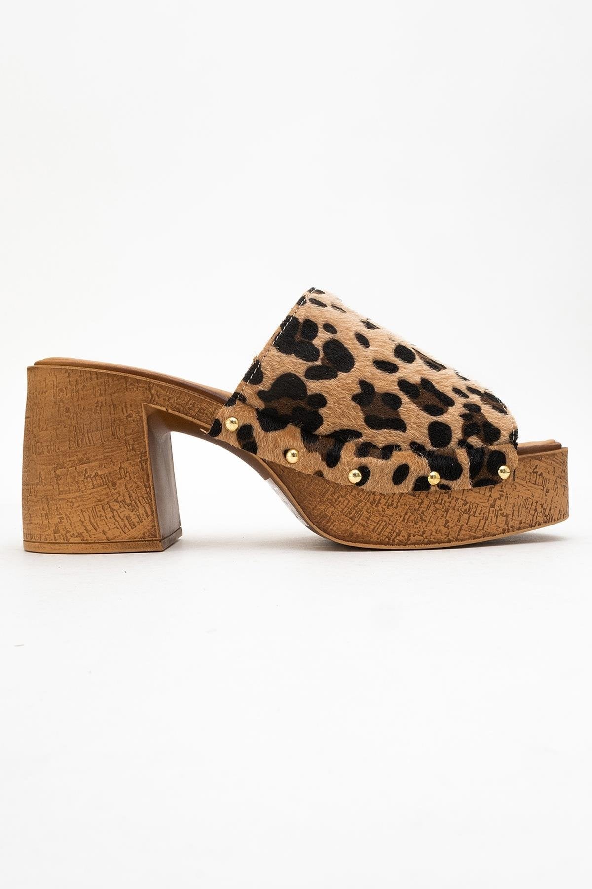 Pull - Leopard Suede Leather Heeled Mules (Women) (Copy)
