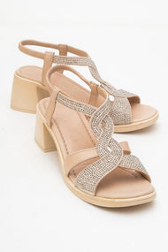 Dolen Beige Leather Chunky Sandal (Women)