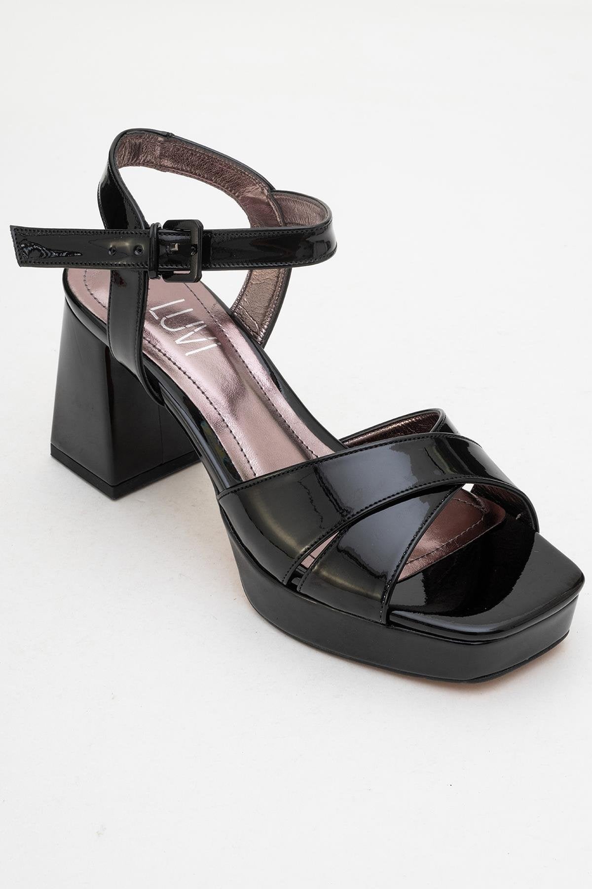 Lisbon - Black Patent Platform Heel Shoe (Women)