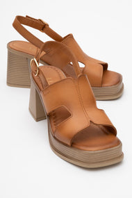 Zennia - Cognac Brown Leather Platform Sandal (Women)