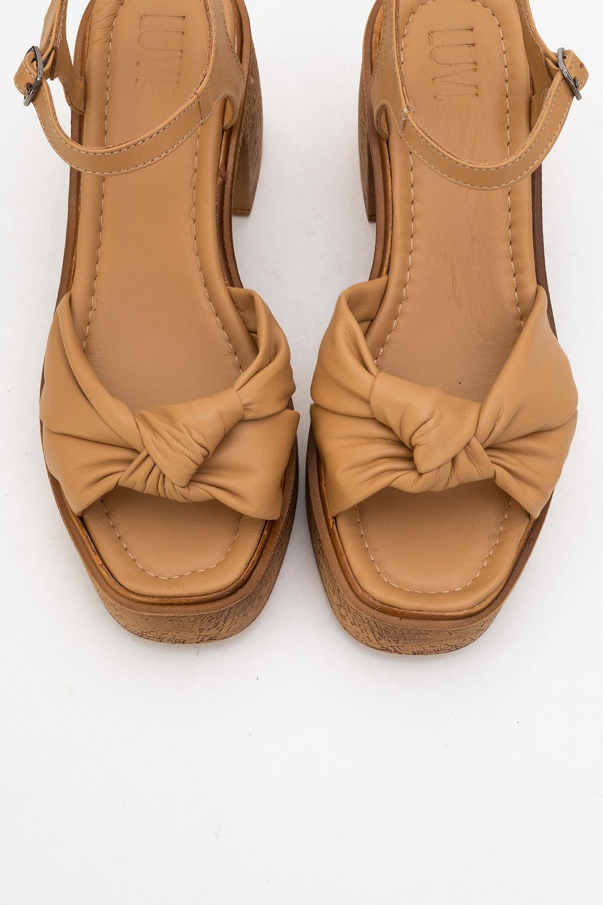 Tily - Cognac Platform Wedge Leather Sandal (Women)