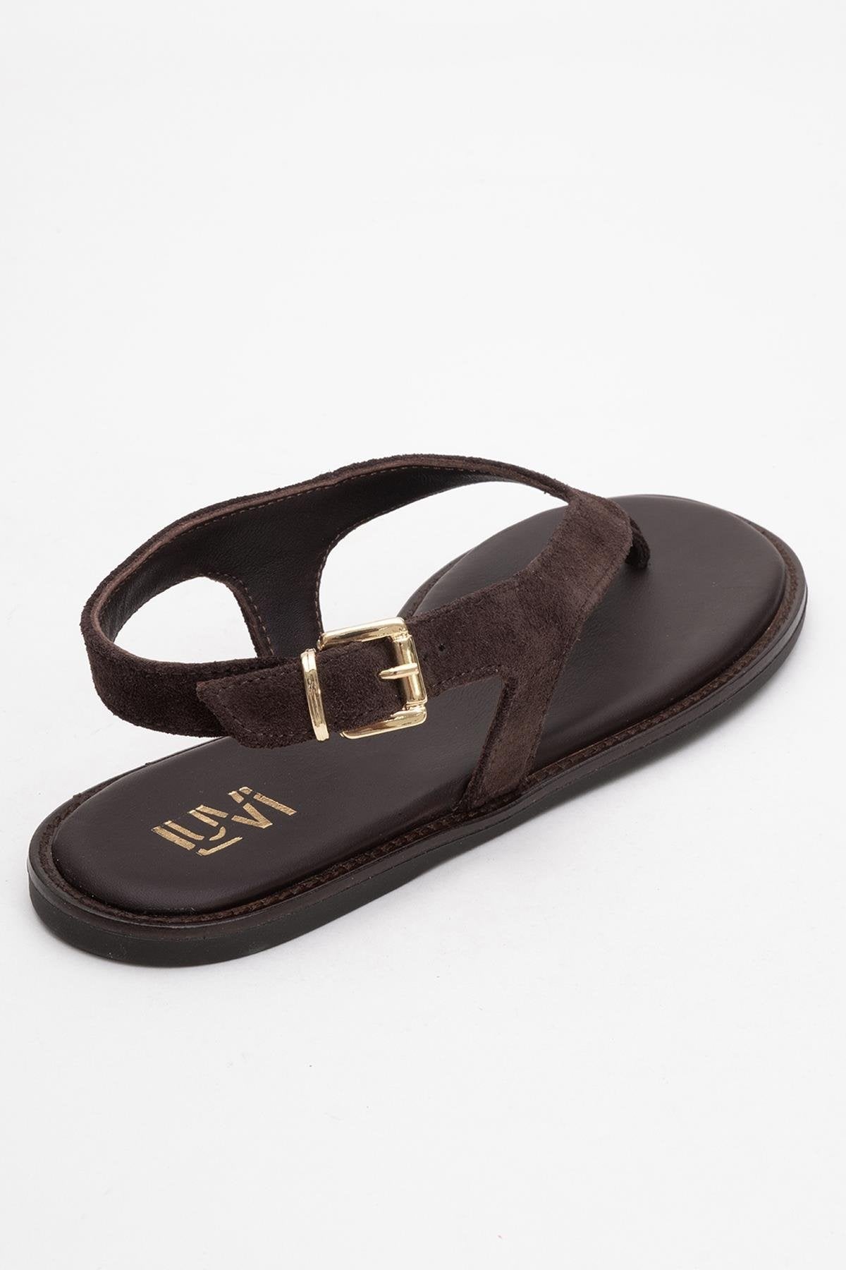 Belinda - Brown Suede Leather Thong Sandals (Women)