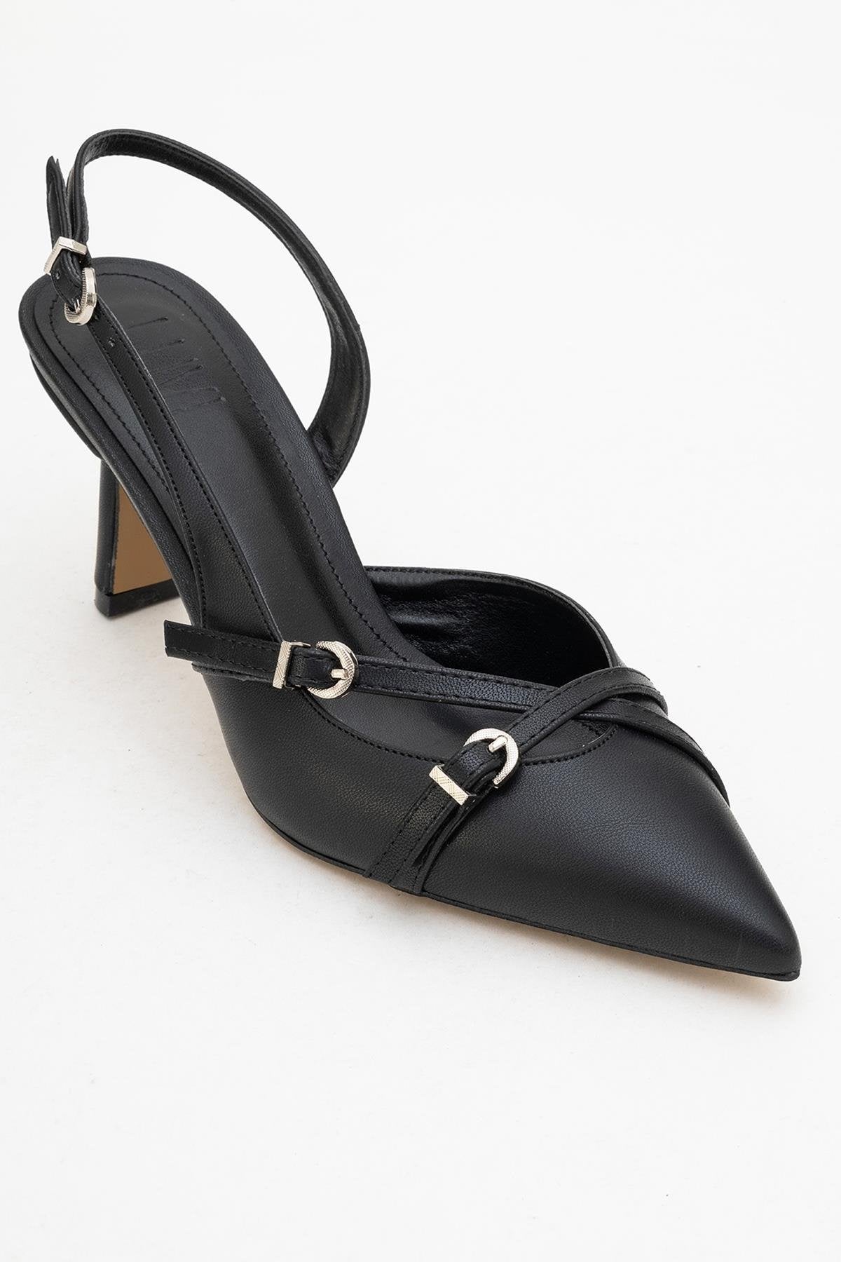 Biana - Black Buckle Pointed Toe Pump (Women)