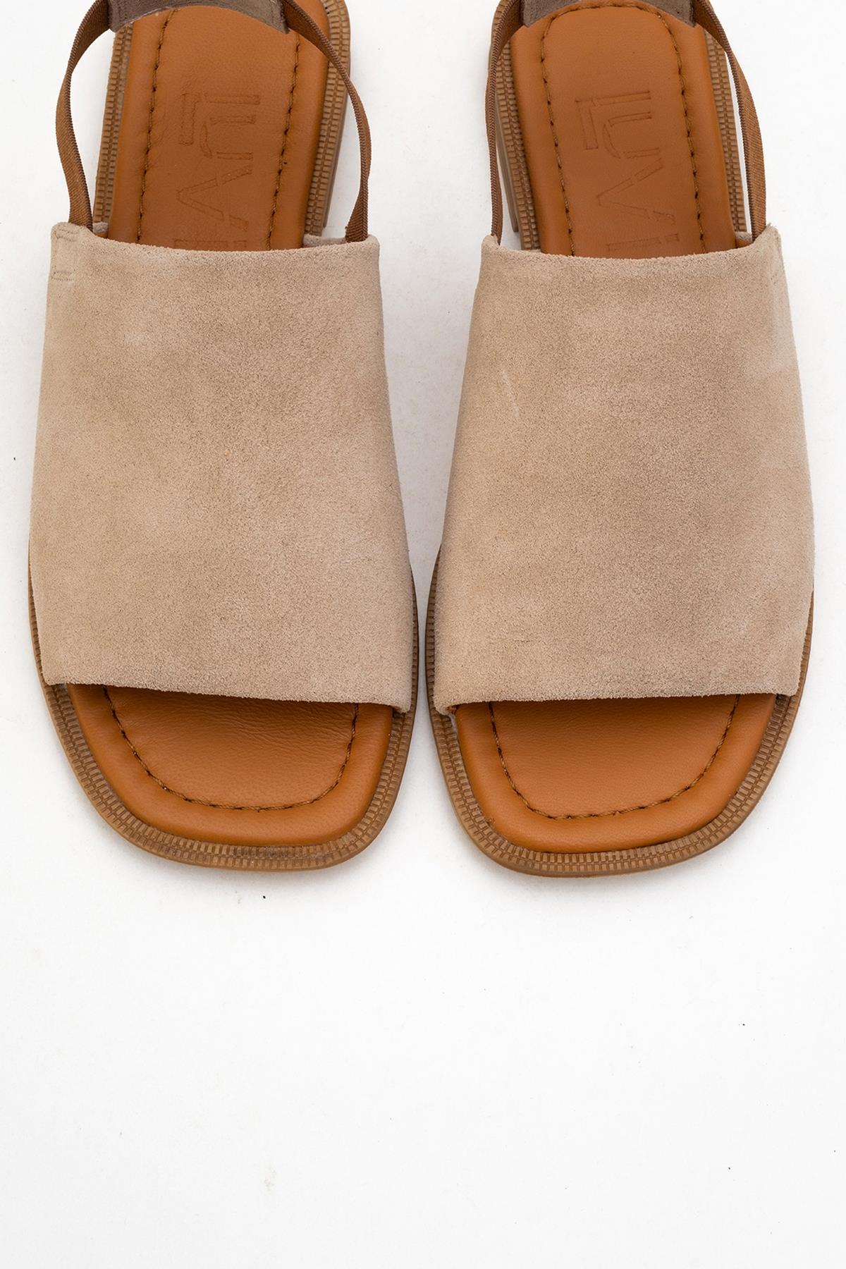 Fuela - Beige Suede Leather Sandals (Women)