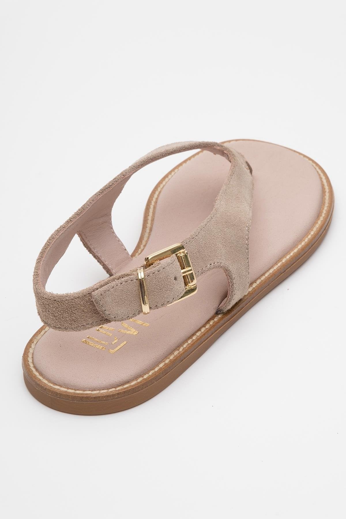 Belinda - Beige Suede Leather Thong Sandals (Women)