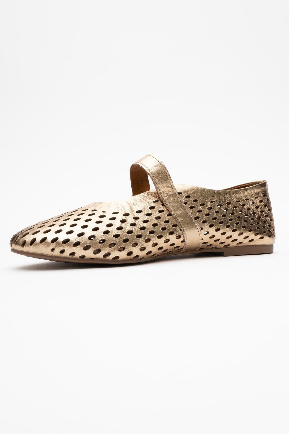 Arian Gold Leather Ballet Flat (Women)