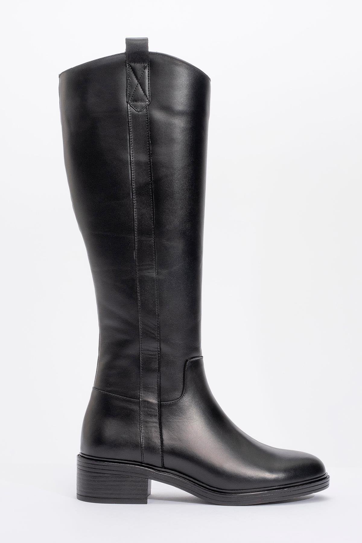 Acro Black Leather Heeled Boot (Women)