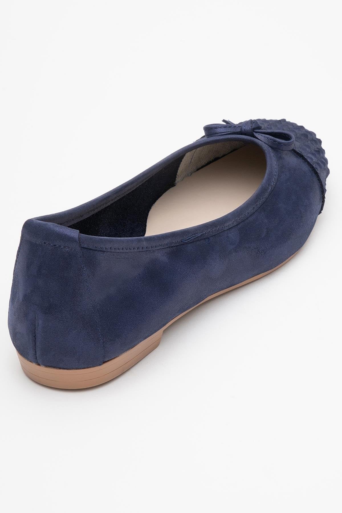 02 - Navy Glitter Genuine Leather Ballet Flat (Women)