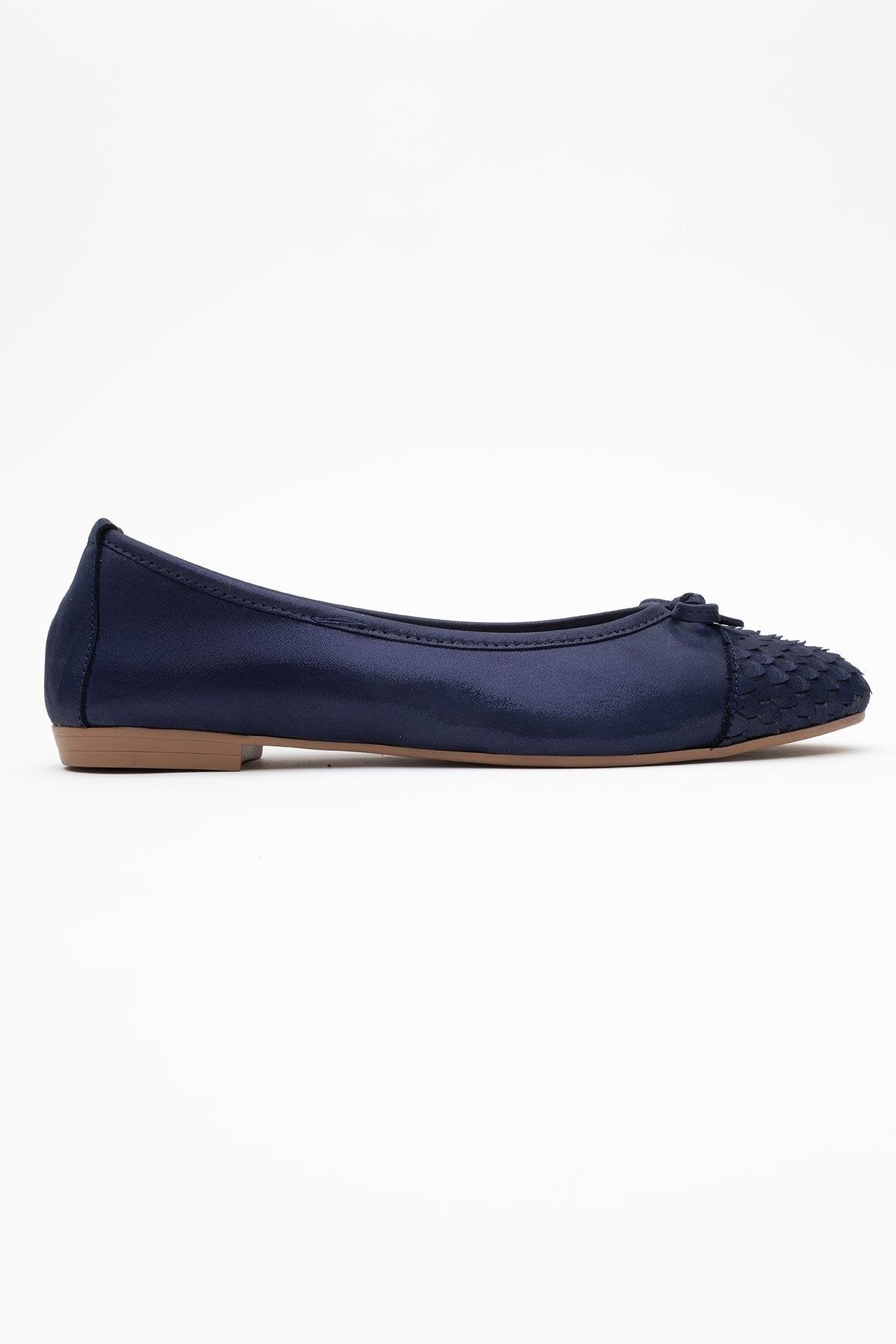 02 - Navy Glitter Genuine Leather Ballet Flat (Women)