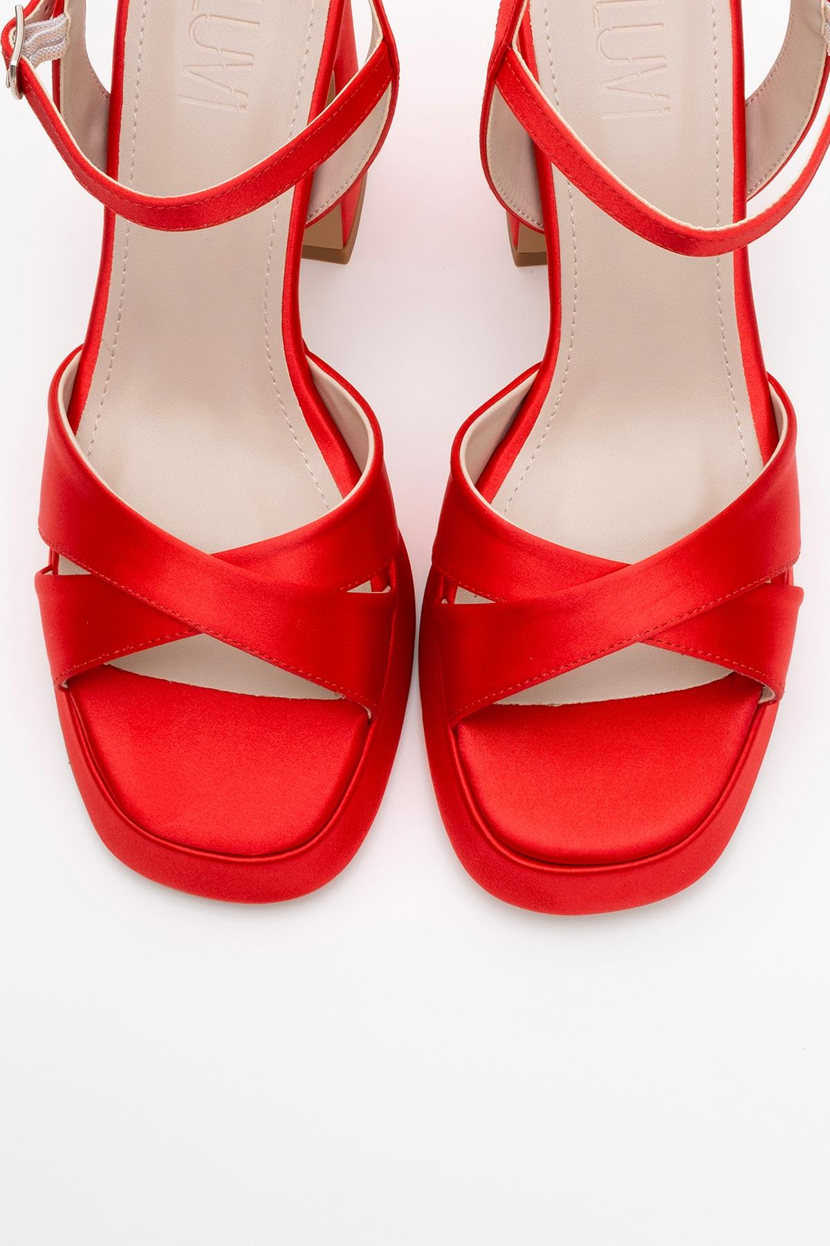 Lello - Red Satin Platform Heel Shoe (Women)