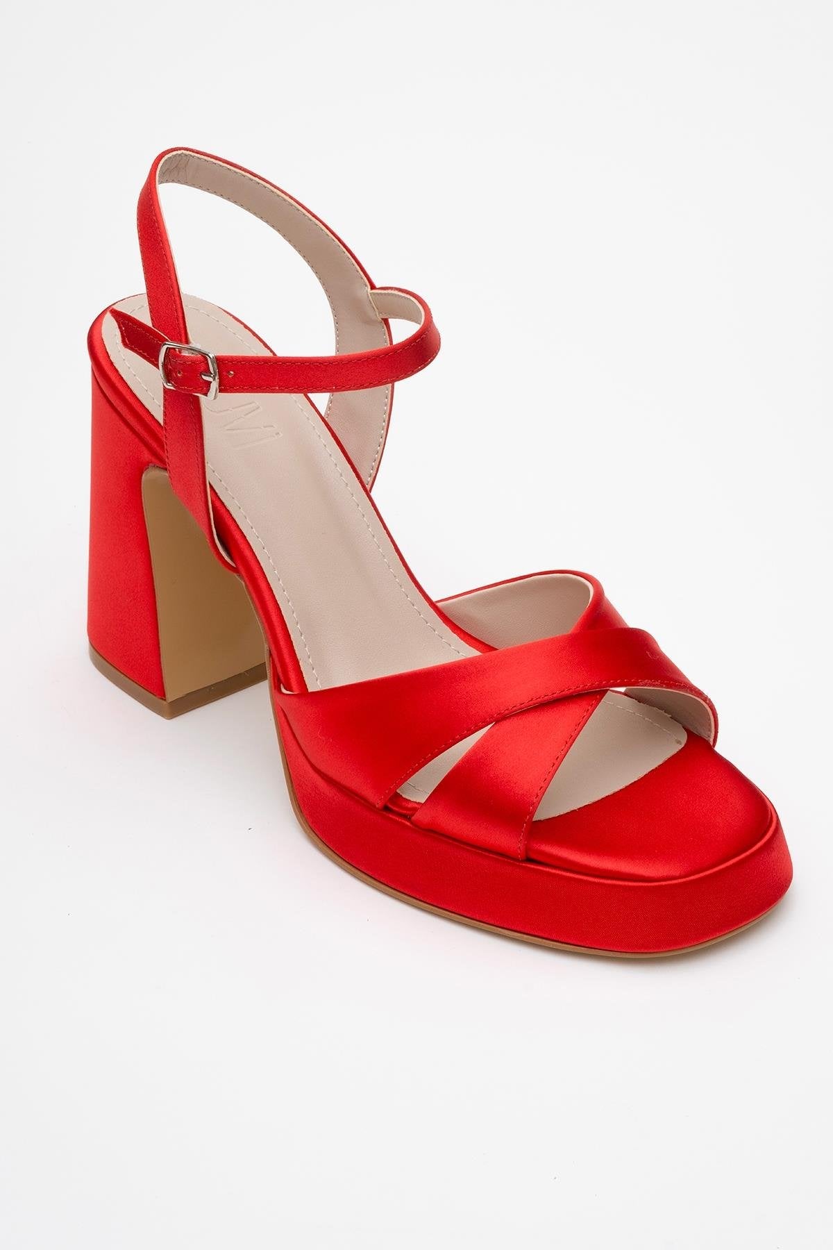 Lello - Red Satin Platform Heel Shoe (Women)