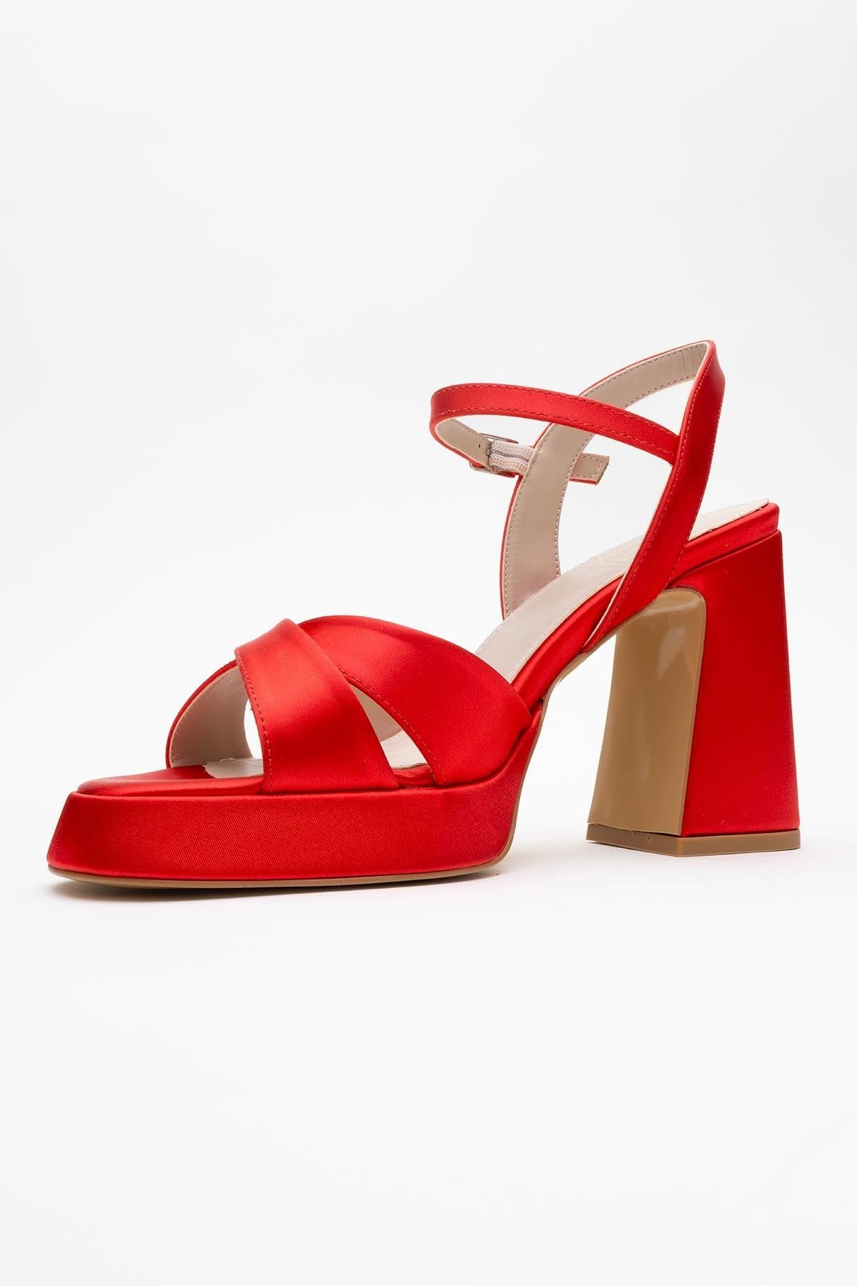 Lello - Red Satin Platform Heel Shoe (Women)