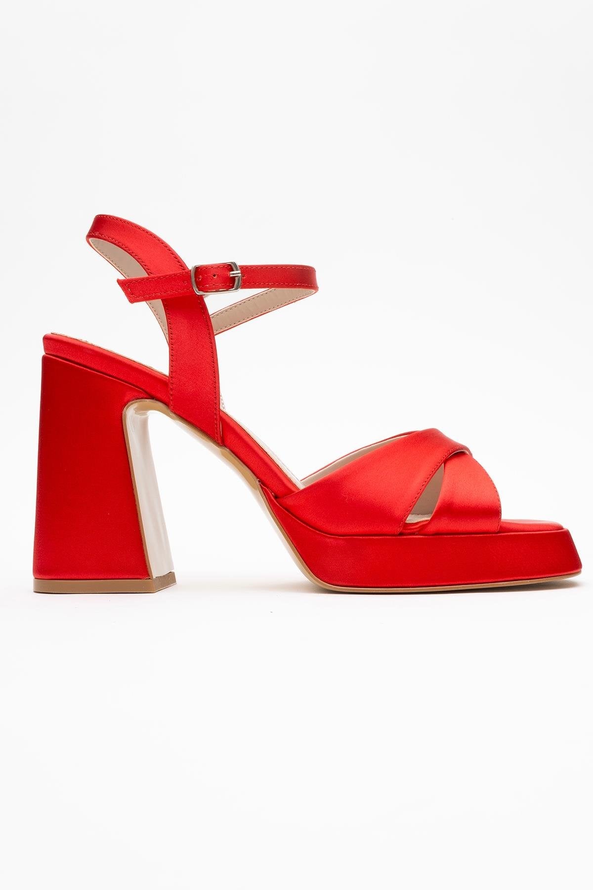 Lello - Red Satin Platform Heel Shoe (Women)