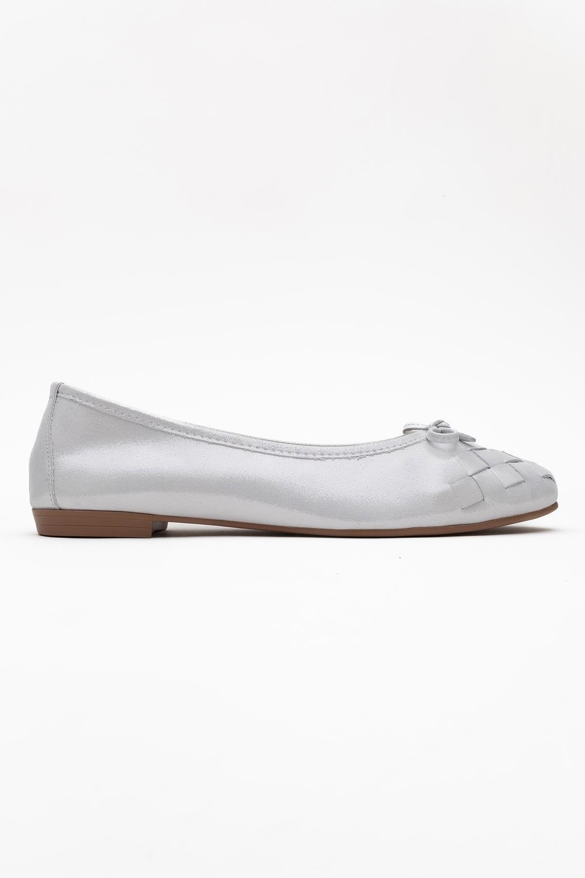 03 - White Glitter Genuine Leather Ballet Flat (Women)