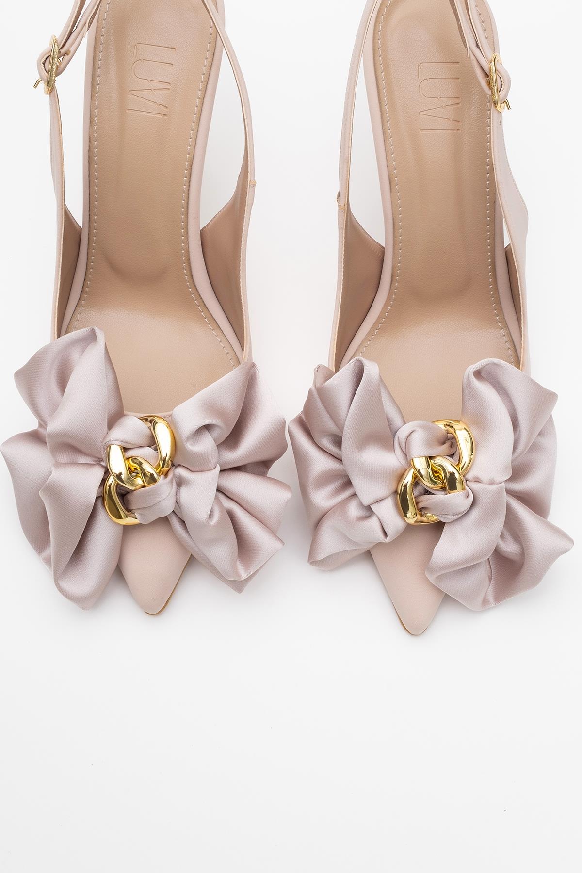 Noria - Beige Satin Floral Stiletto (Women)
