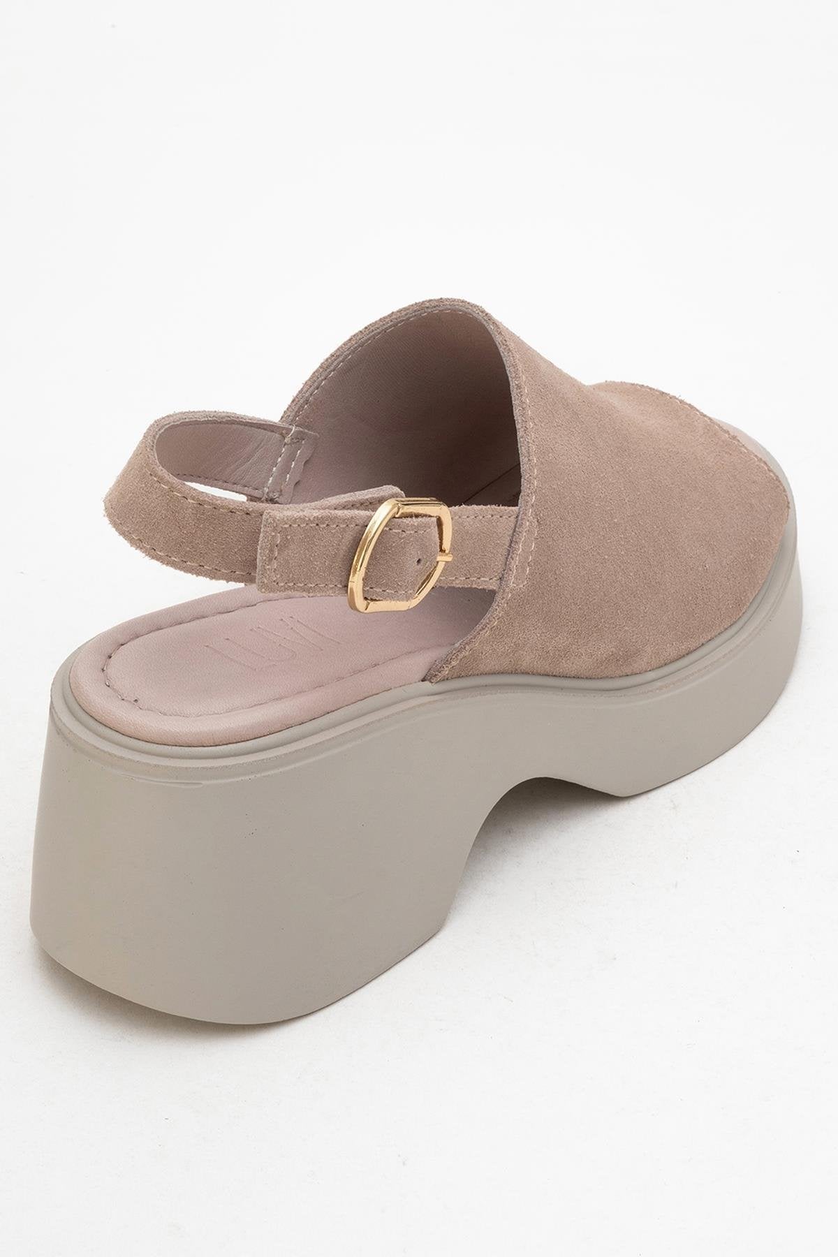 Power - Dark Beige Suede Leather Platform Wedges