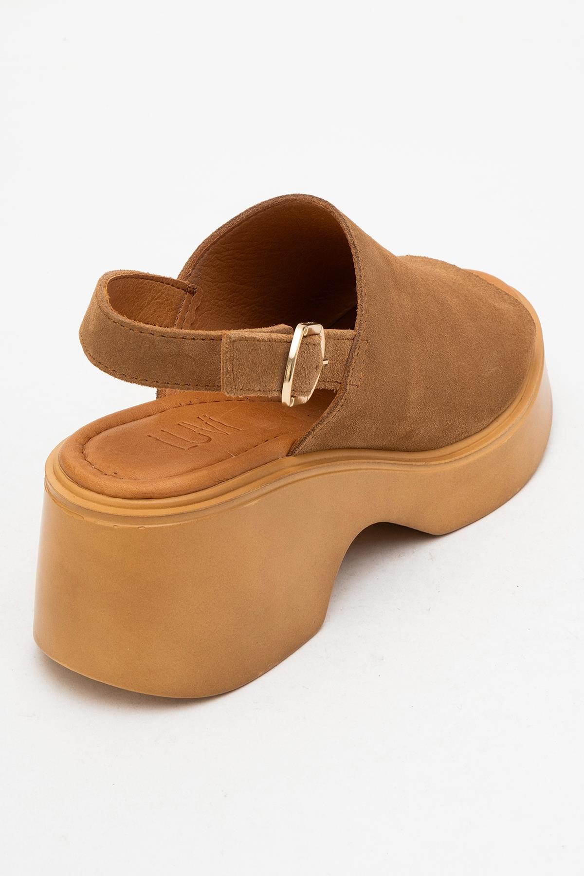 Power - Cognac Suede Leather Platform Wedges (Women)