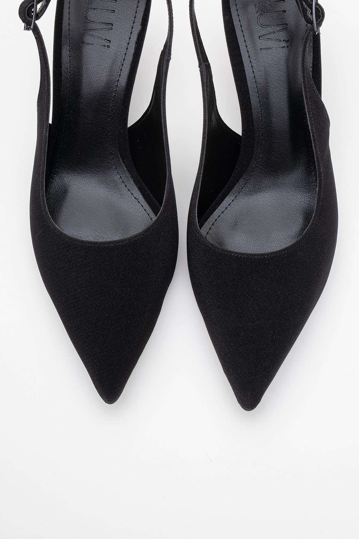 Caisa - Black Glitter Slingback Pointed Toe Pump (Women)