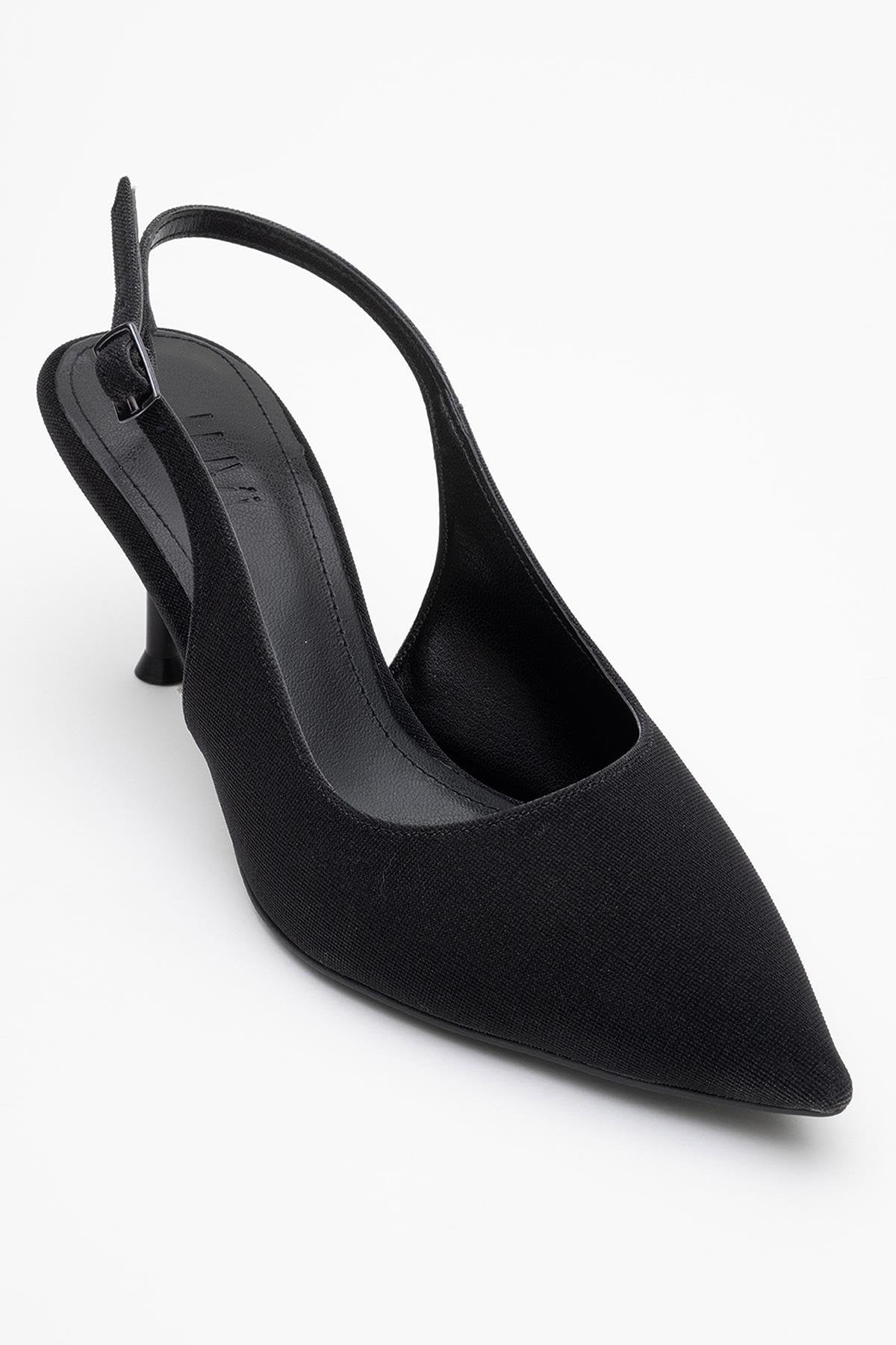 Caisa - Black Glitter Slingback Pointed Toe Pump (Women)