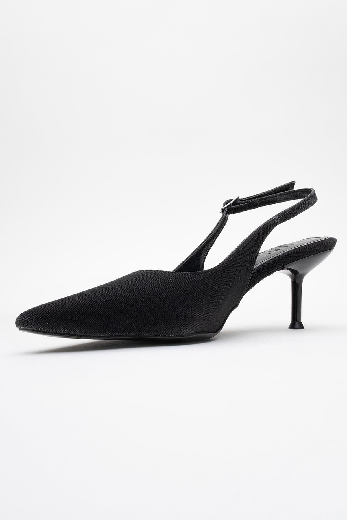 Caisa - Black Glitter Slingback Pointed Toe Pump (Women)