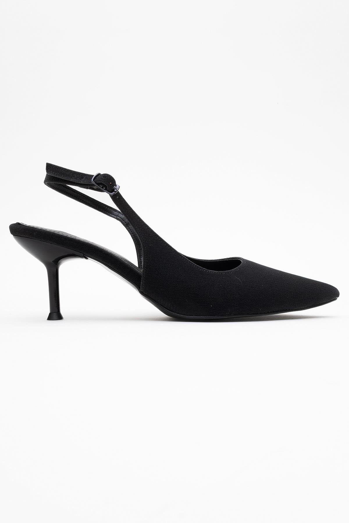 Caisa - Black Glitter Slingback Pointed Toe Pump (Women)