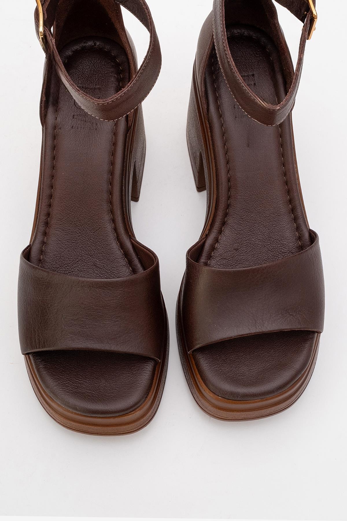 MARGOT - Brown Leather Platform Sandal (Women)