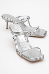 Mocha White Square‑Toe Thin‑Strap Heel Sandal (Women)