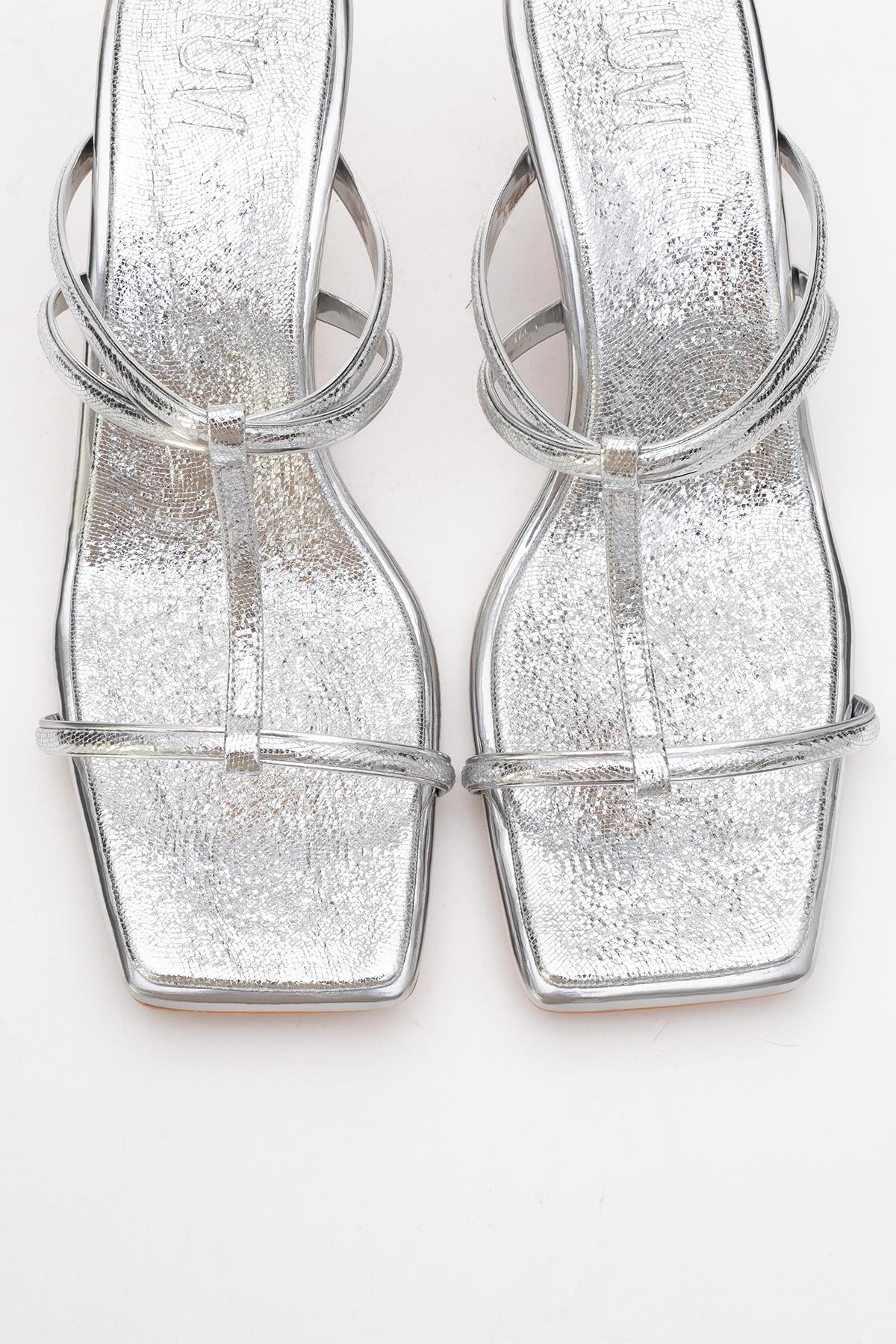 Mocha White Square‑Toe Thin‑Strap Heel Sandal (Women)