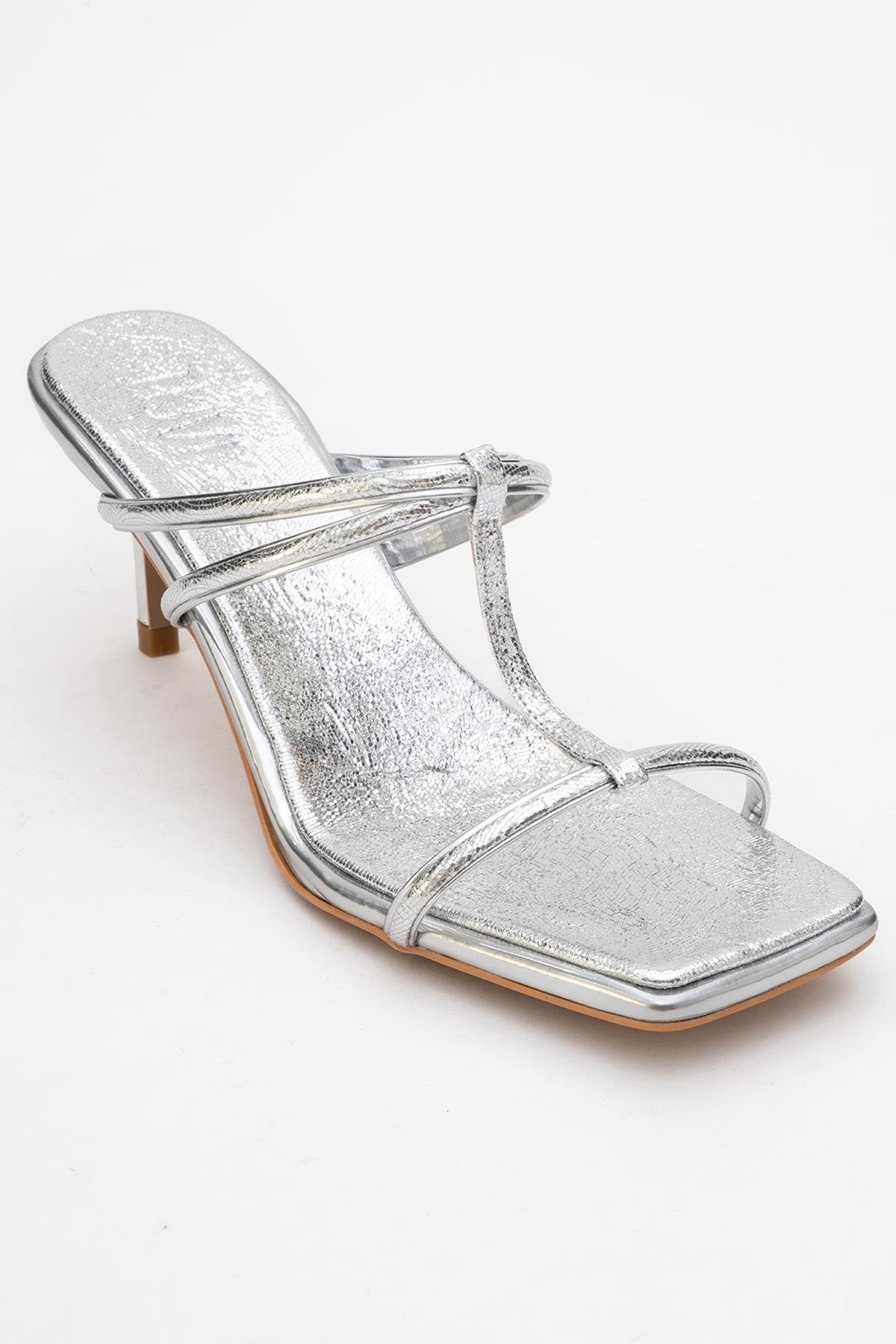 Mocha White Square‑Toe Thin‑Strap Heel Sandal (Women)