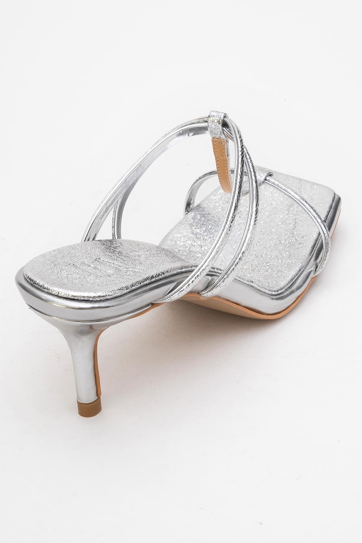 Mocha White Square‑Toe Thin‑Strap Heel Sandal (Women)