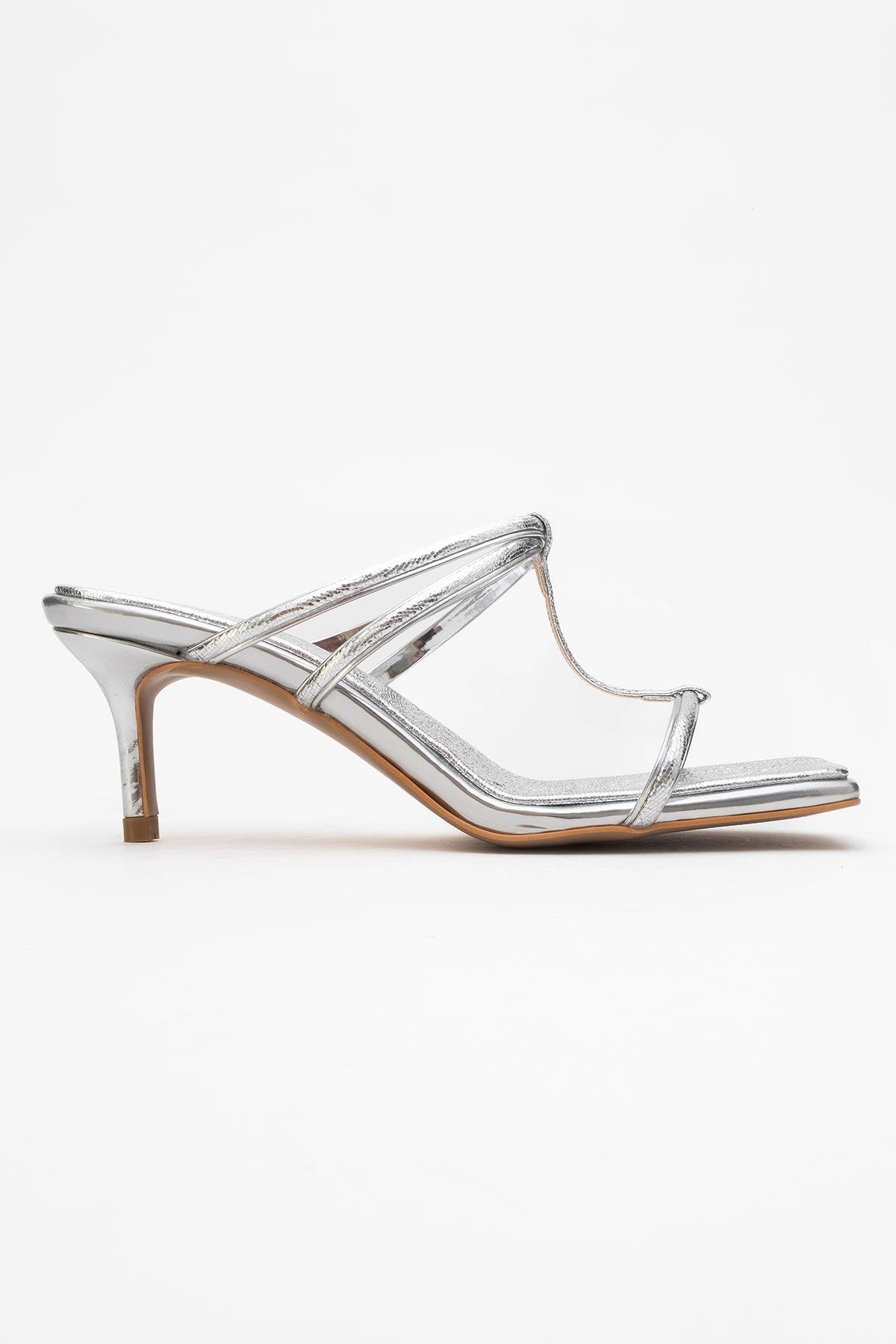 Mocha White Square‑Toe Thin‑Strap Heel Sandal (Women)