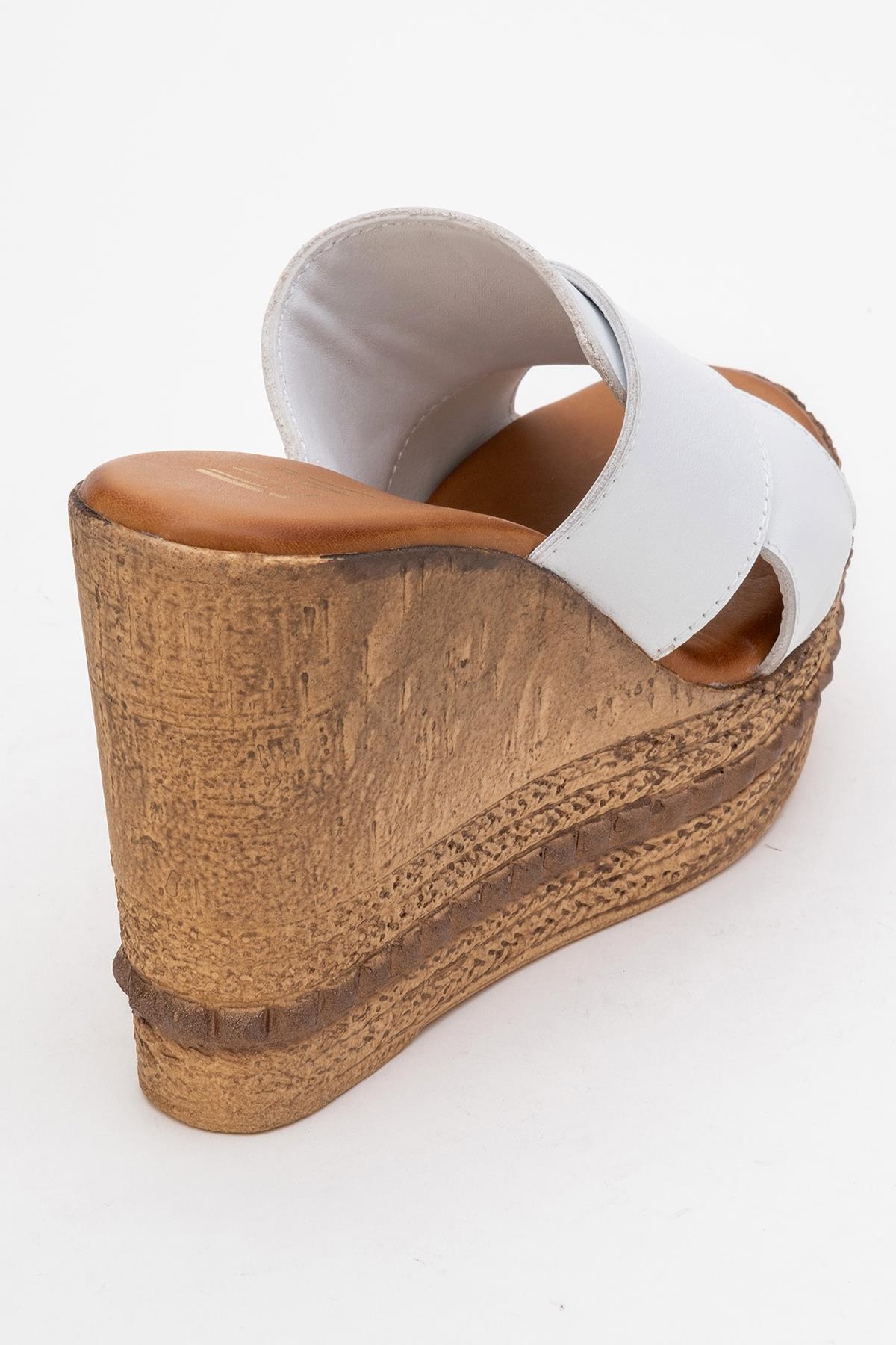 Lois - White Wedge Leather Sandal (Women)