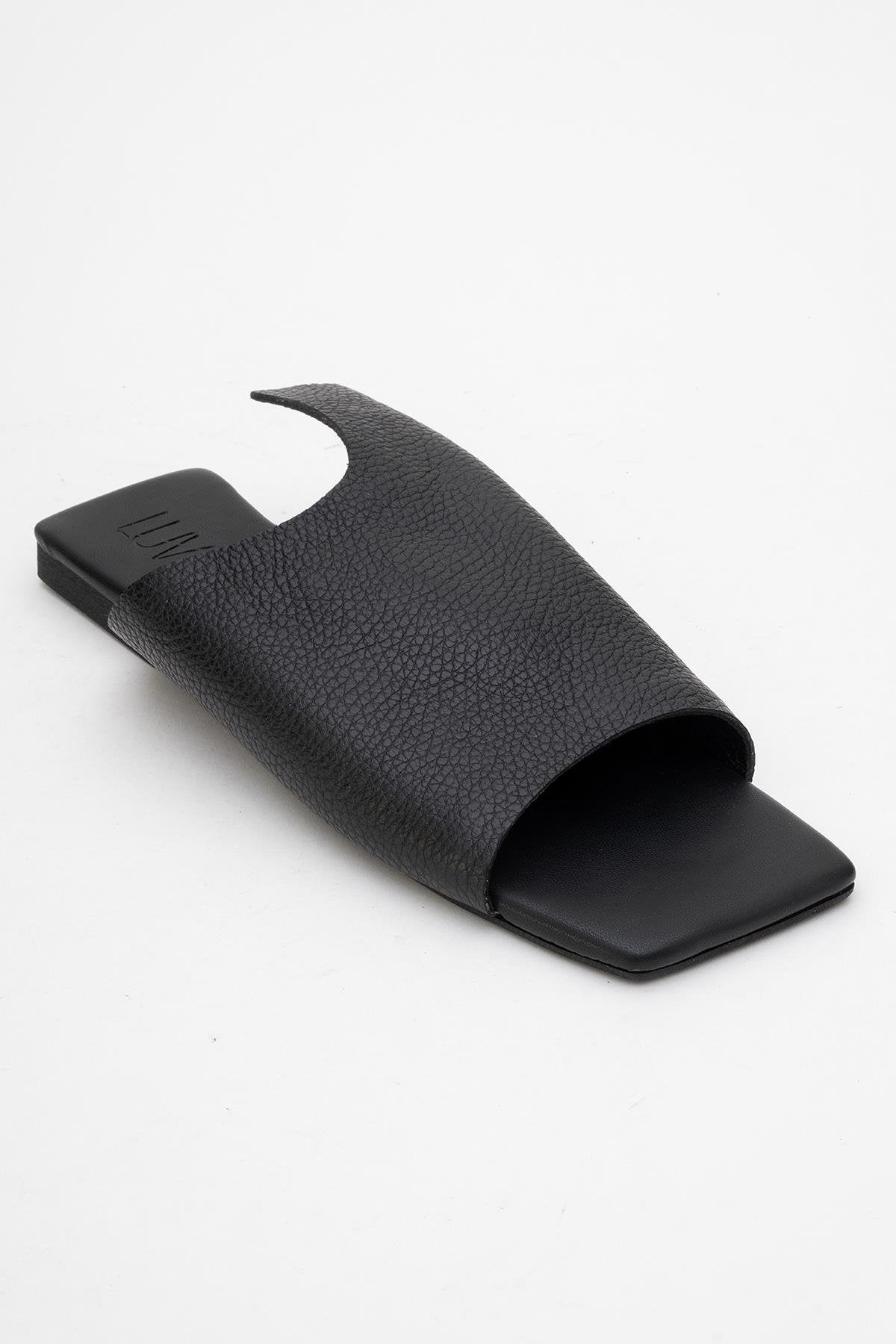 Orianna - Black Leather Slide Sandal (Women)