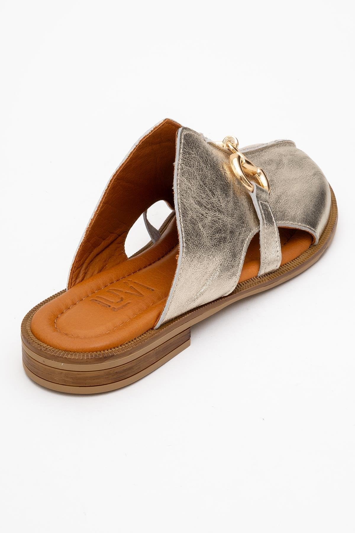 Favor - Gold Leather Mule Slide (Women)