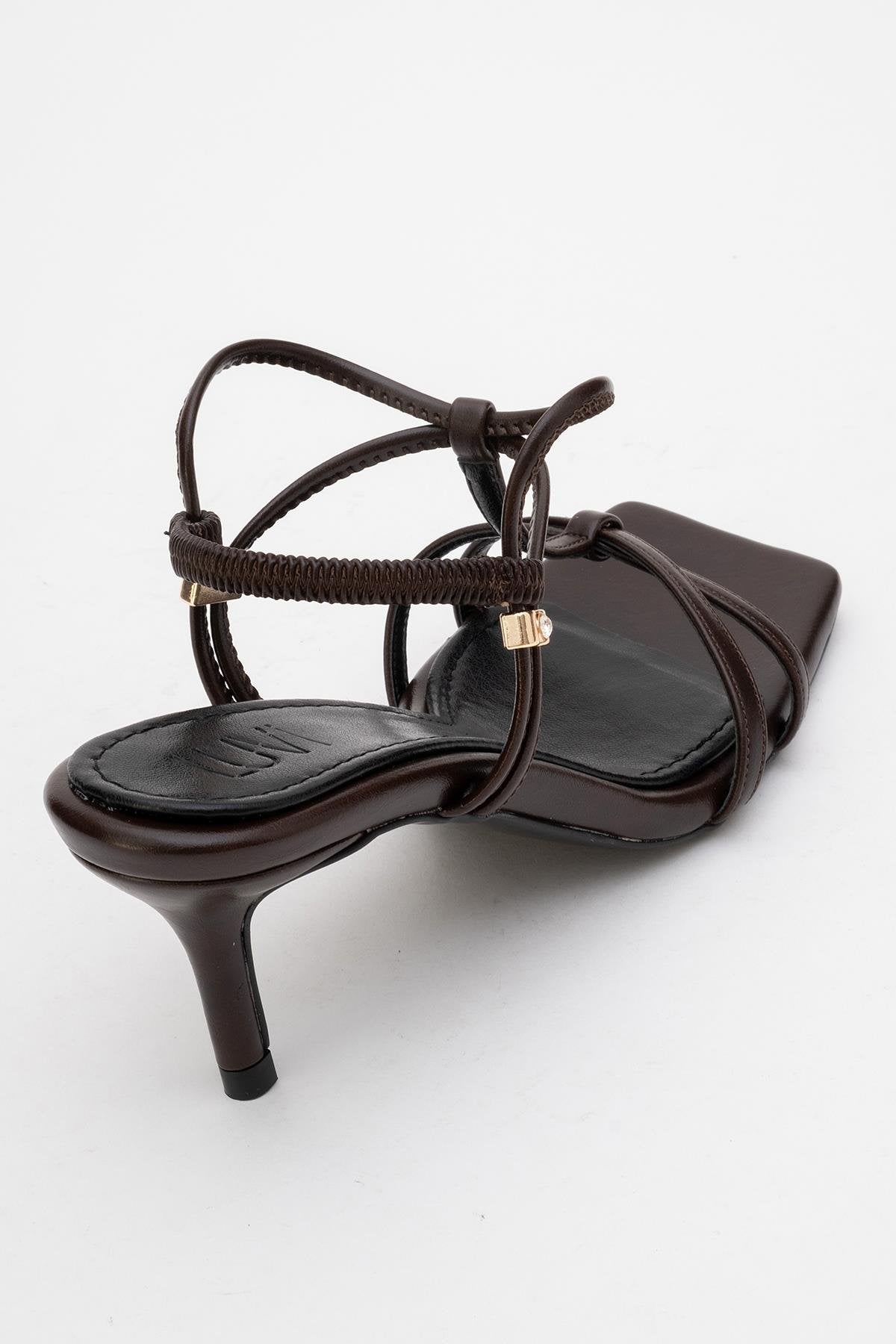 Gibson Brown Square‑Toe Stiletto Sandal (Women)