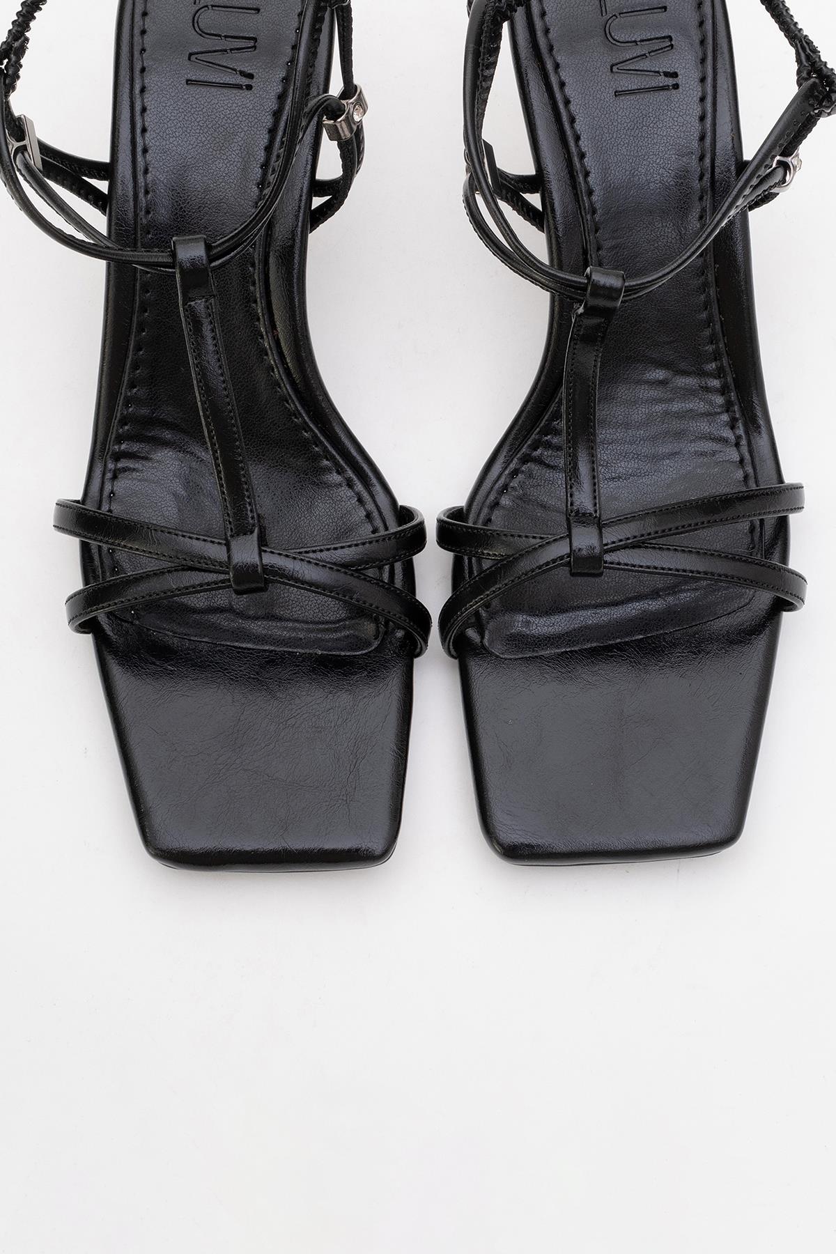 Gibson Black Square‑Toe Stiletto Sandal (Women)