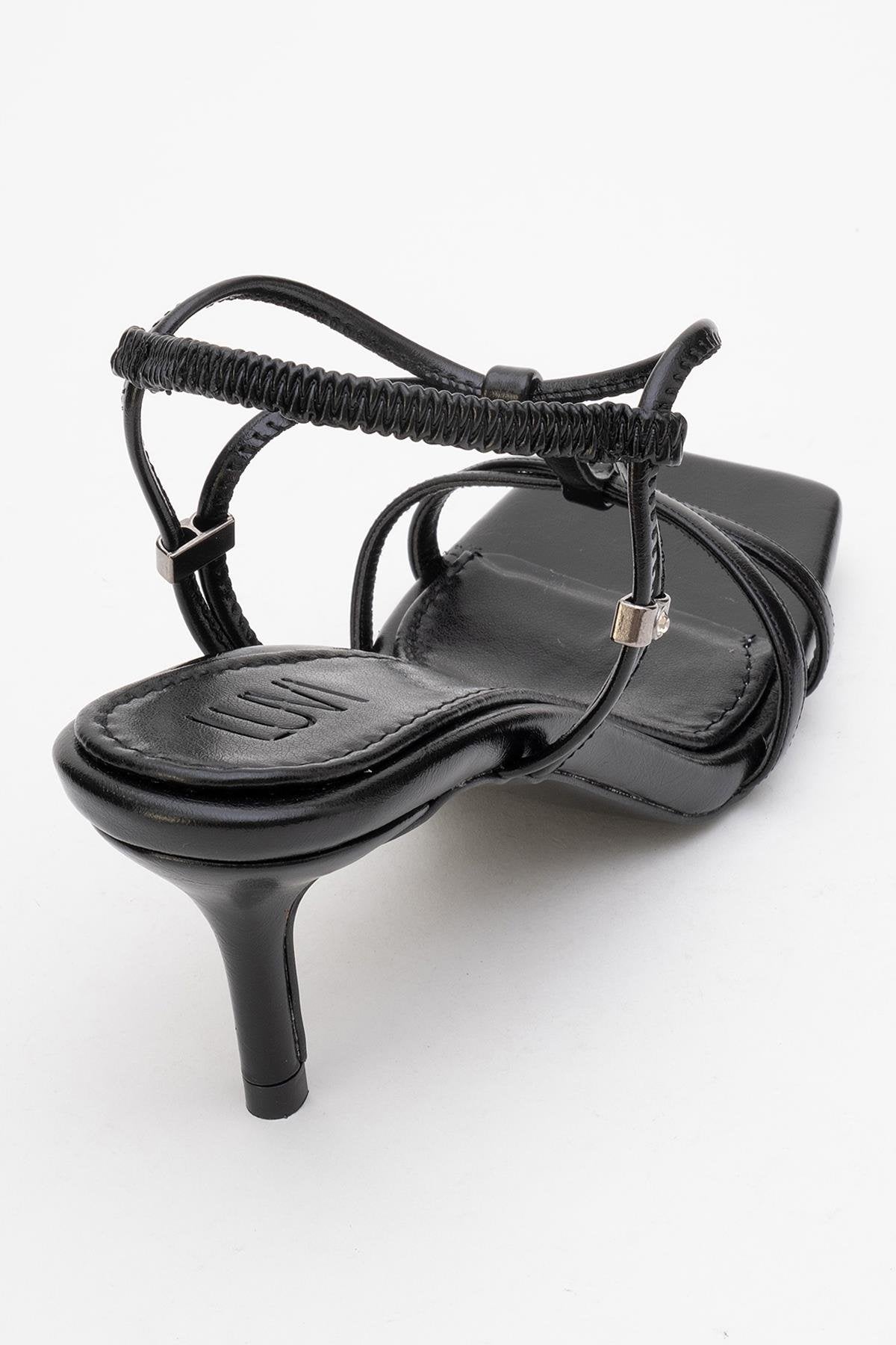 Gibson Black Square‑Toe Stiletto Sandal (Women)